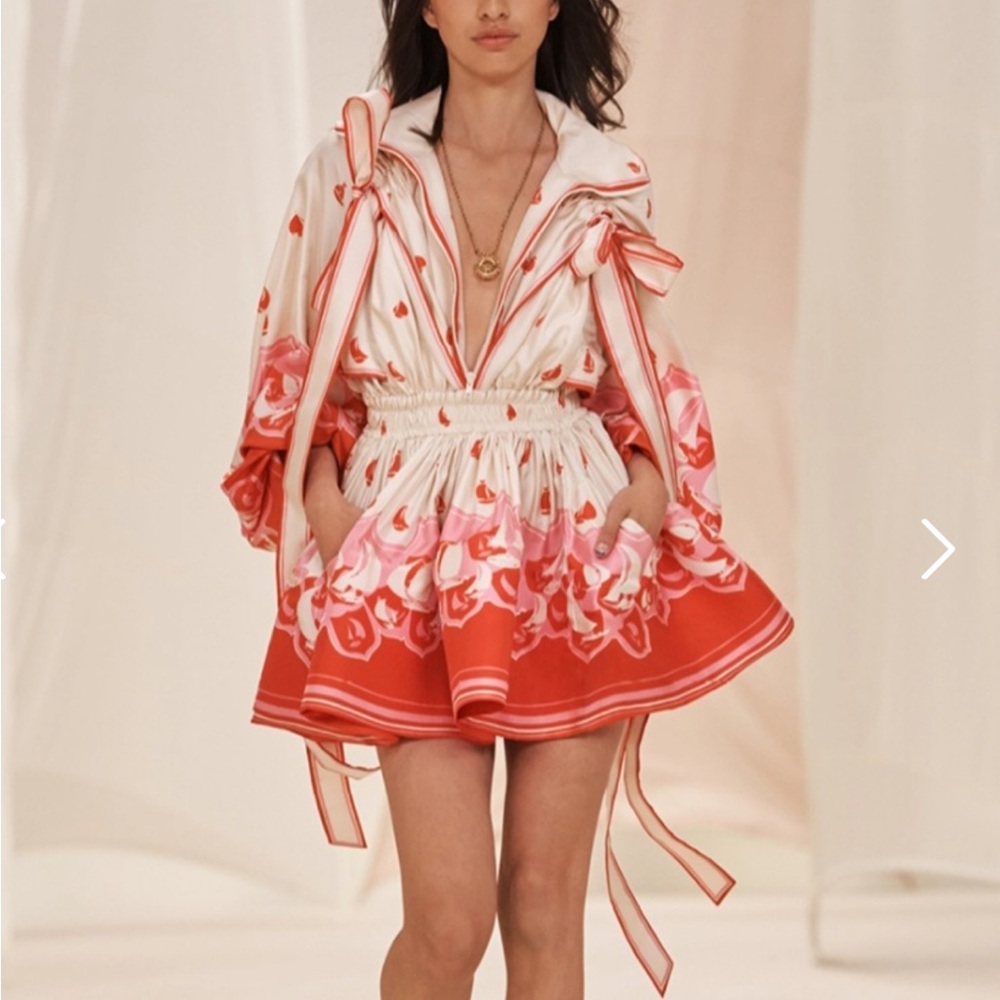 Zimmermann High Tide Hooded cape silk mini dress